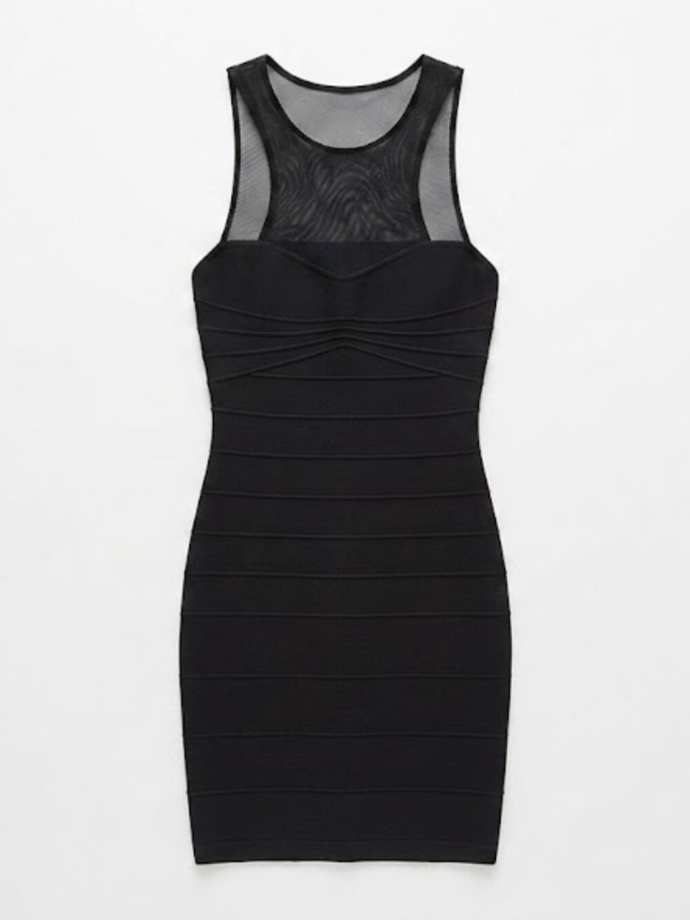 Guess Black Mesh Panel Mini Dress